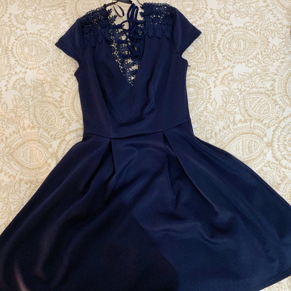 Crochet Lace-Up Dress - Picture 1 of 3
